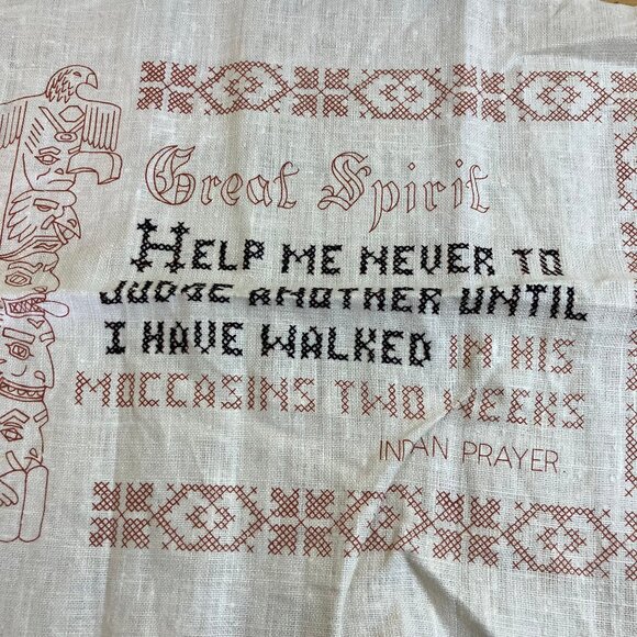 Indian Prayer Cross Stitch Kit Vintage Needles N Hoops #146 Partly Stitched - Picture 2 of 5